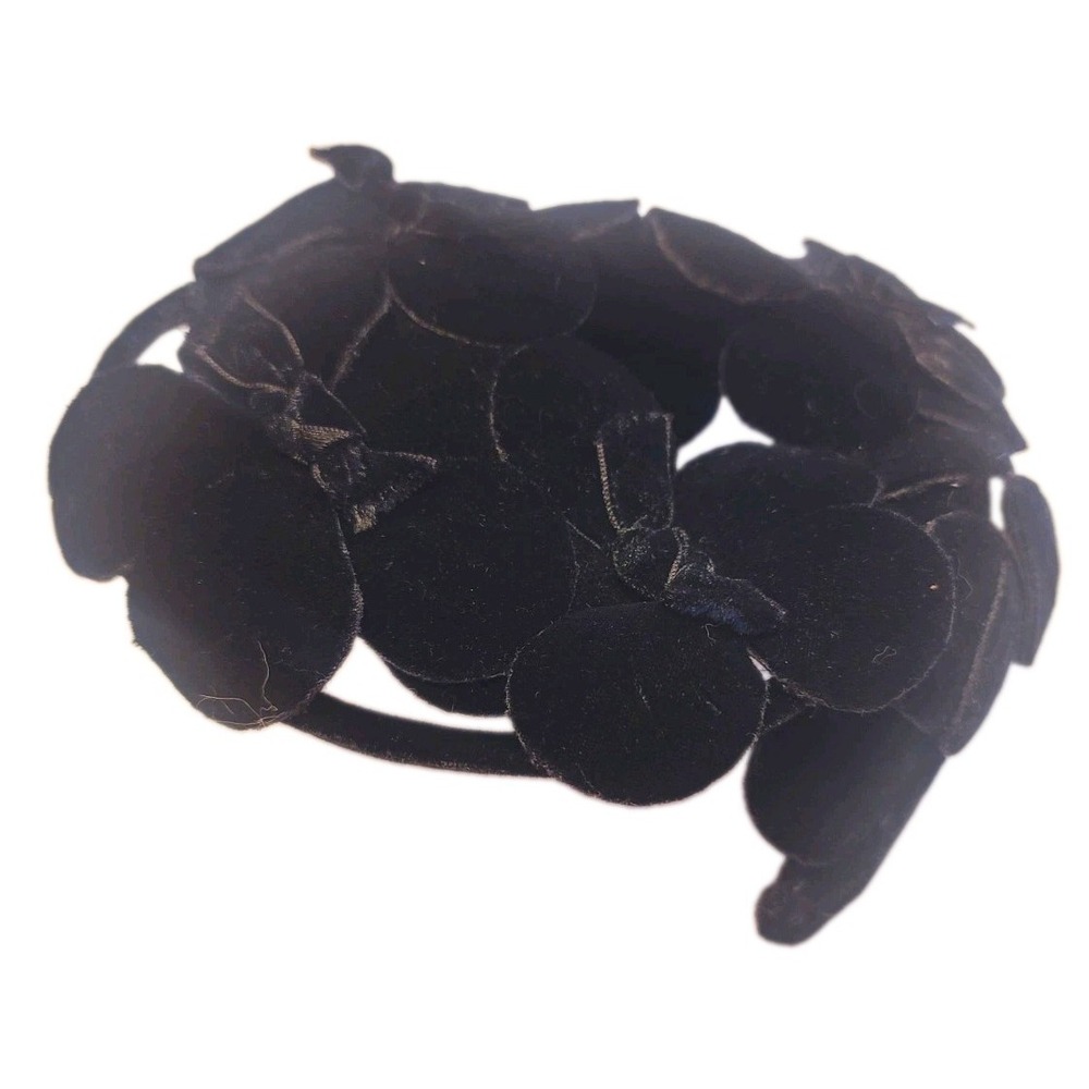 Vintage Black Velvet Fascinator Hat Petal Floral Cocktail 1940s 1950s